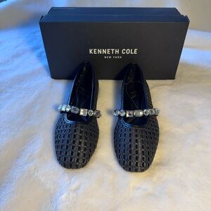 Kenneth Cole New York Zeta Raffia Jewel Mar Jane Flats Size 5.5